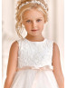 Ivory Flower Girl Dress Beaded Toddler First Communion Dress